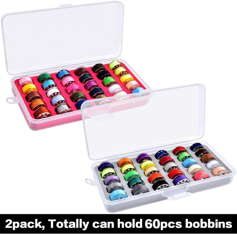 FULLCASE Bobbin Holder Storage Case Sewing Box Thread Organizer Holds 60pcs Bobbins for Brother Sewing Machine- 2pack(Box Only) - Image 2